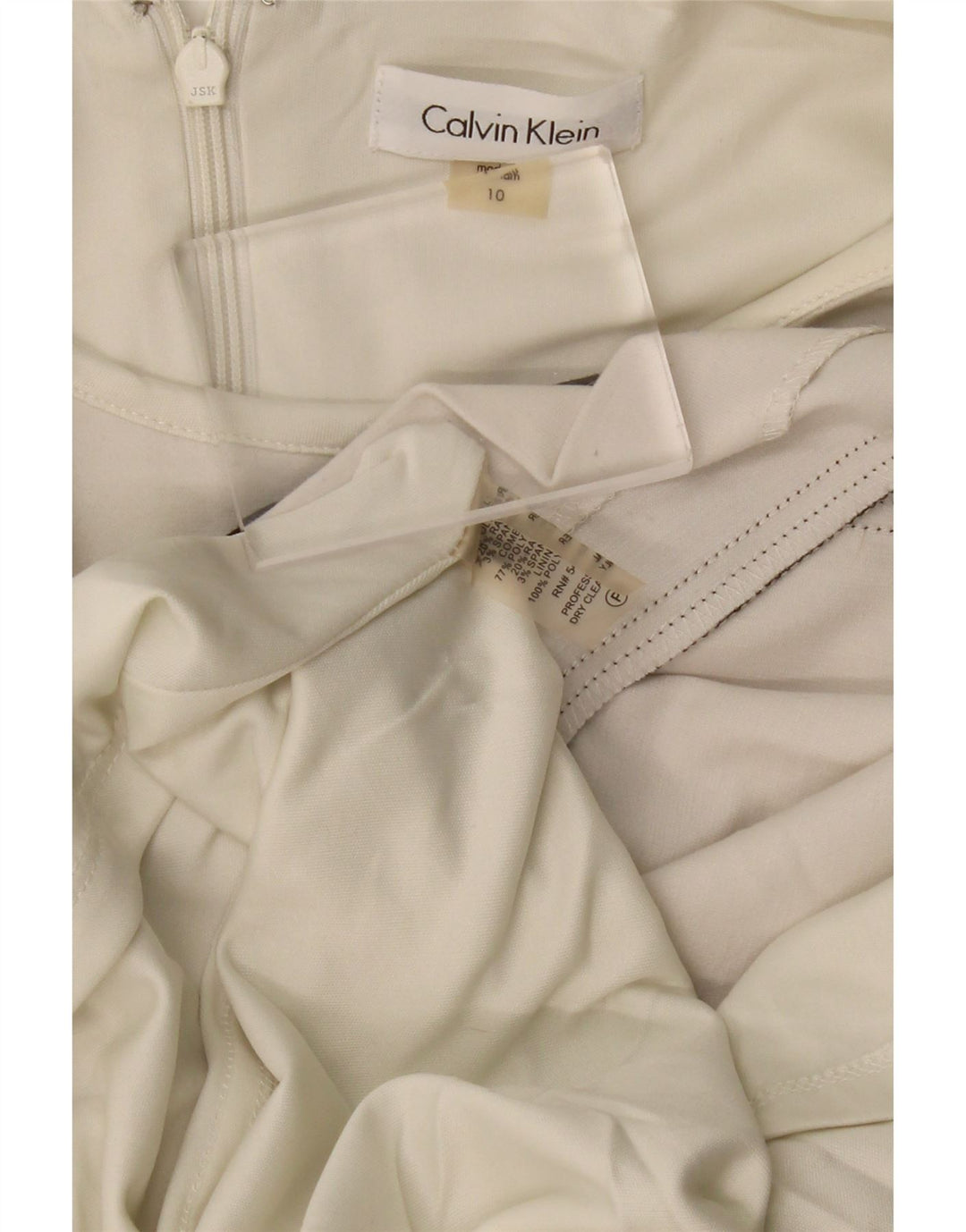 CALVIN KLEIN Robe trapèze sans manches pour femme US 10 Grandes rayures blanches