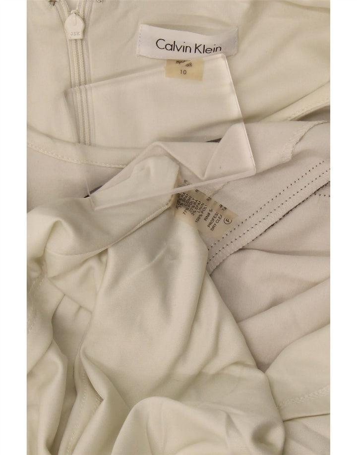 CALVIN KLEIN Robe trapèze sans manches pour femme US 10 Grandes rayures blanches