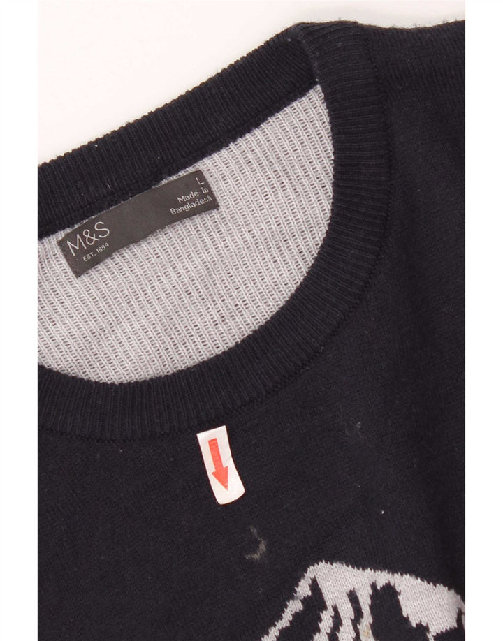 Marks & Spencer Pull à col rond pour homme Gris Large Colorblock