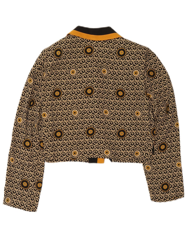 vintage Femmes Crop 3 Bouton Blazer Veste UK 8 Petit Noir Floral