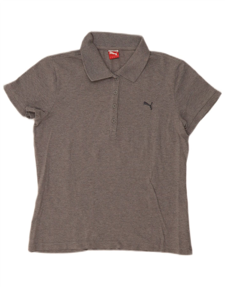 PUMA Polo Femme UK 14 Gris Moyen Coton