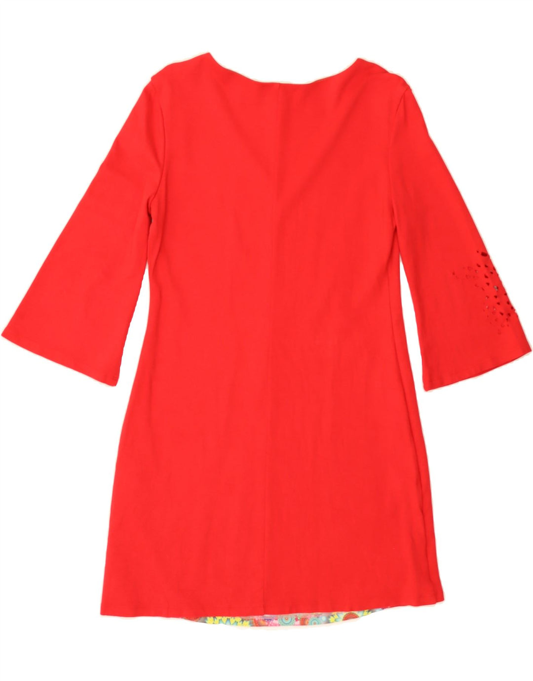 DESIGUAL Womens 3/4 Sleeve A-Line Dress UK 18 XL Red Cotton Butterfly Vintage Desigual and Second-Hand Desigual from Messina Hembry 