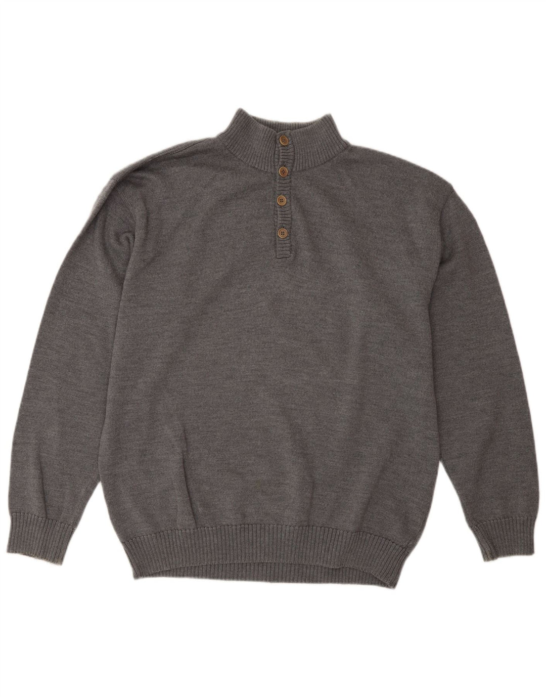 Sea & Sky Pull à col boutonné pour homme en laine grise