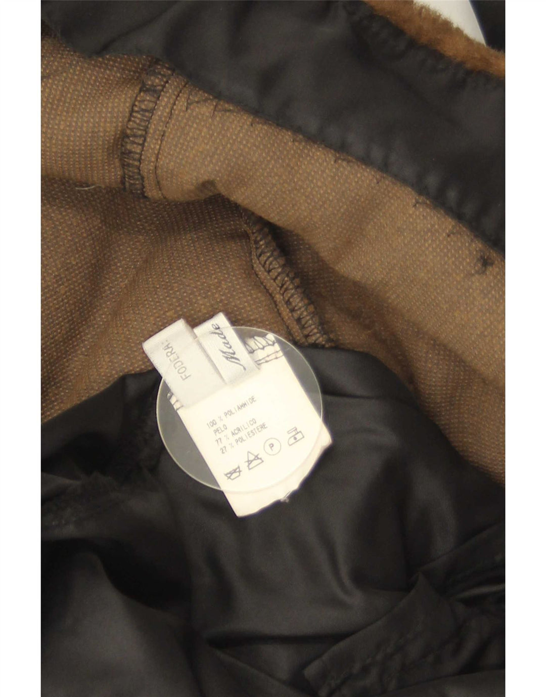 vintage Femme Sherpa Pardessus IT 42 Moyen Noir Polyamide