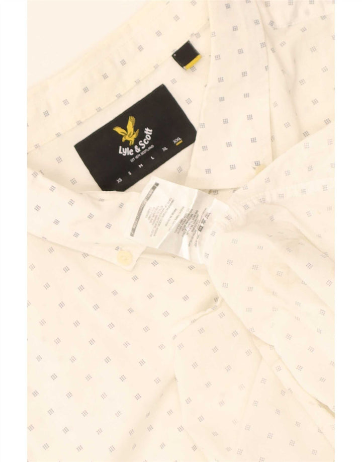 Lyle & Scott Chemise à manches courtes pour hommes 2XL Coton tacheté blanc