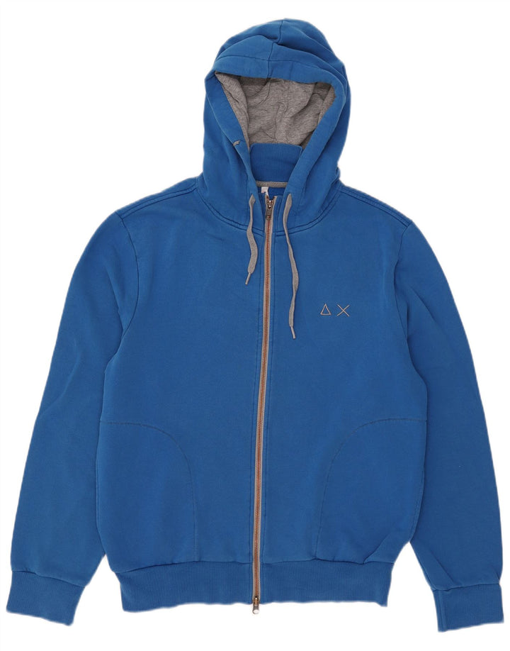 Sun68 Pull à capuche zippé pour homme en coton bleu Taille L