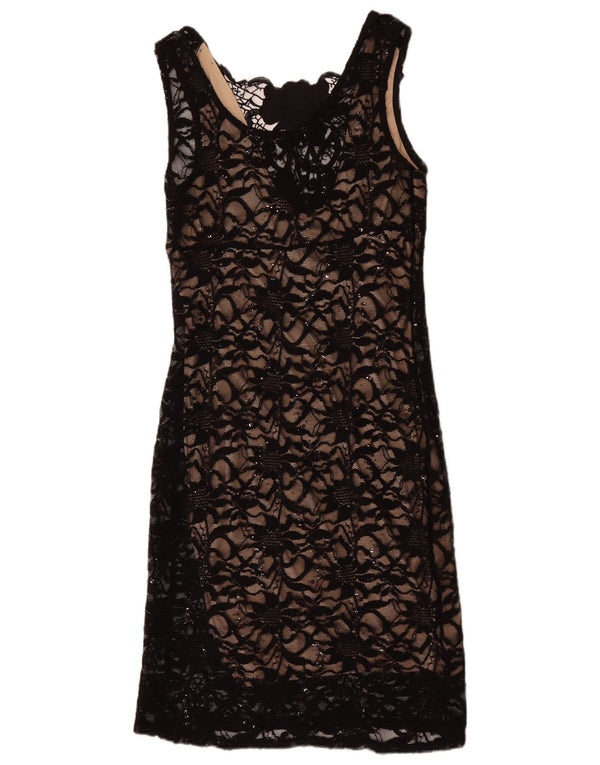 Quiz Robe fourreau en dentelle sans manches pour femme UK 8 Petit nylon floral noir