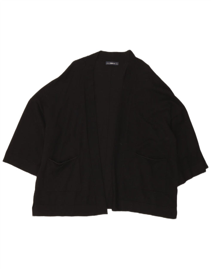 ZARA Cardigan ouvert surdimensionné à manches 3/4 pour femme UK 10 Small Noir