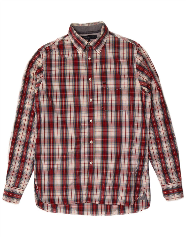 Tommy Hilfiger Chemise sur mesure pour homme en coton à petits carreaux rouges