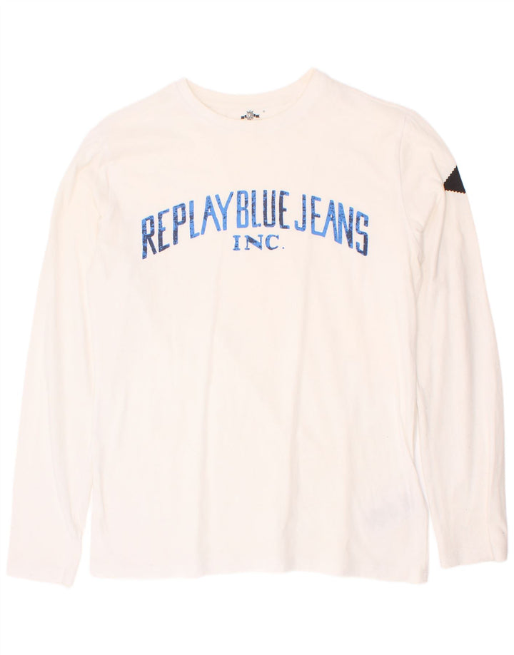Replay Haut Graphique Garçon Manches Longues 15-16 ans Blanc Coton