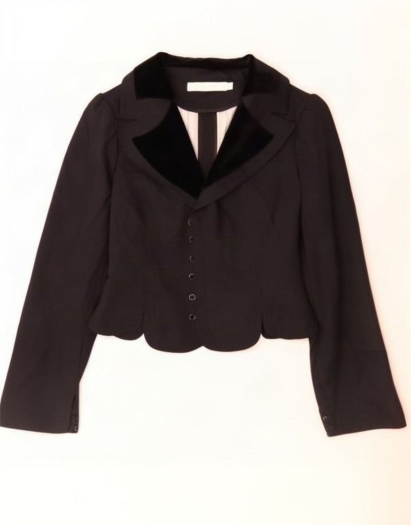 All Saints Veste Blazer Femme UK 12 Laine Colorblock Noir Moyen