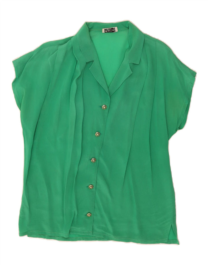 VINTAGE Womens Short Sleeve Shirt Blouse IT 46 Large Green Vintage Vintage and Second-Hand Vintage from Messina Hembry 