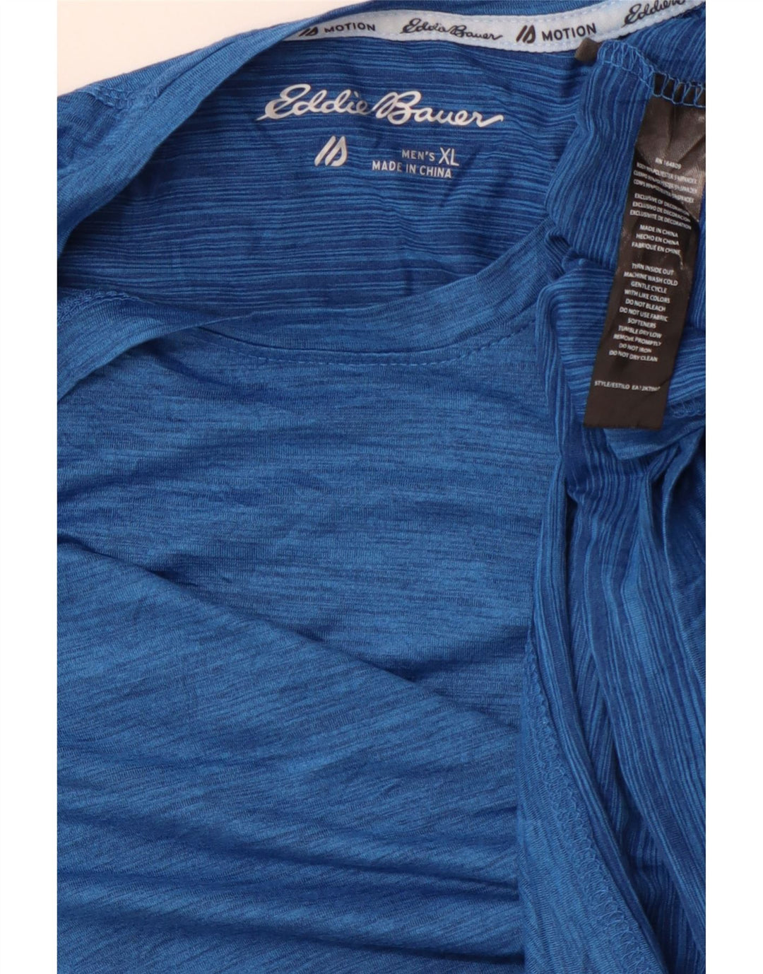 EDDIE BAUER T-Shirt Homme Top XL Bleu Moucheté Polyester