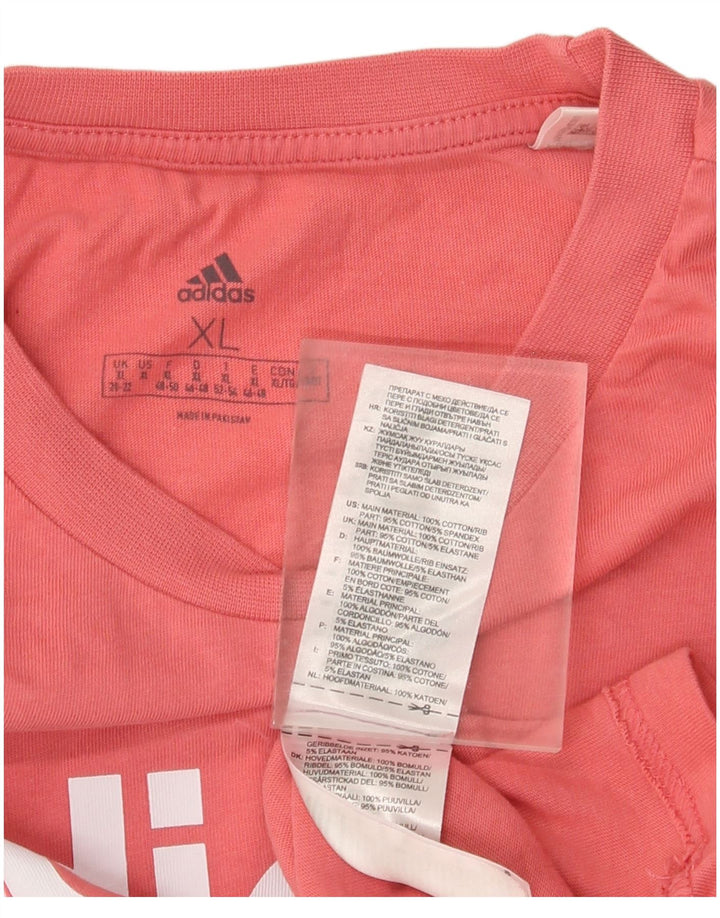 ADIDAS T-shirt graphique pour femme UK 20/22 XL Rose Coton