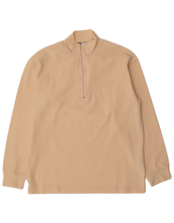 Fila Pull polaire à col zippé pour homme IT 50 Beige moyen Polyester