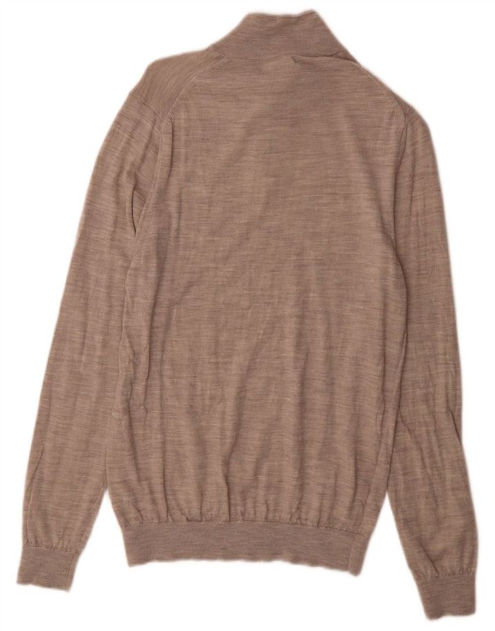 Reiss Pull à col zippé pour homme en laine mouchetée gris moyen