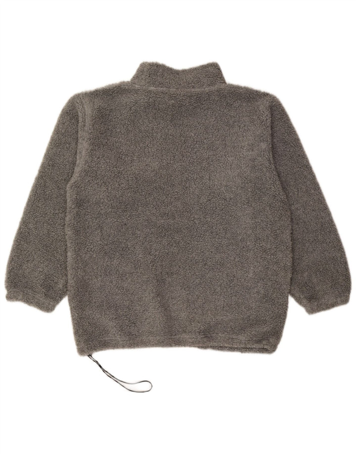 vintage Mens Fleece Jumper Moyen Gris Géométrique