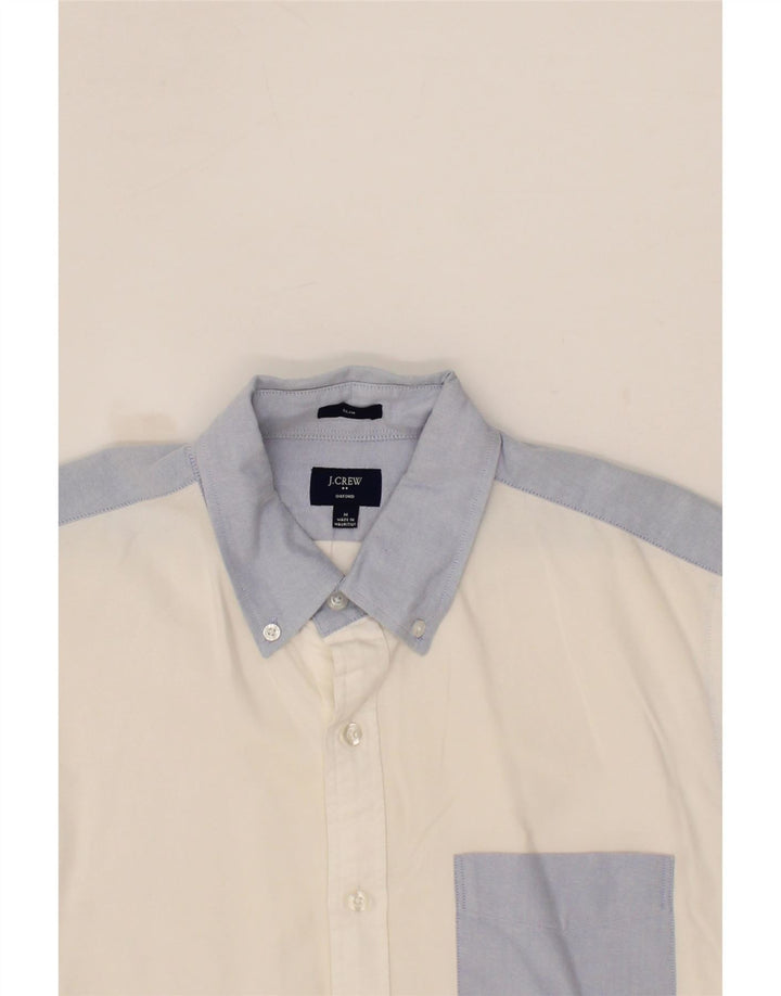 J. CREW Mens Slim Shirt Medium White Colourblock Cotton Vintage J. Crew and Second-Hand J. Crew from Messina Hembry 