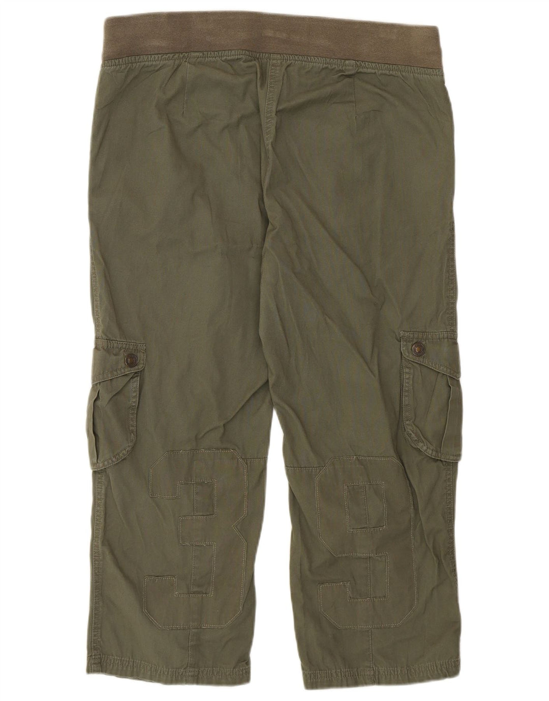 Benetton Pantalon Capri Cargo Graphique Femme W36 L22 Kaki