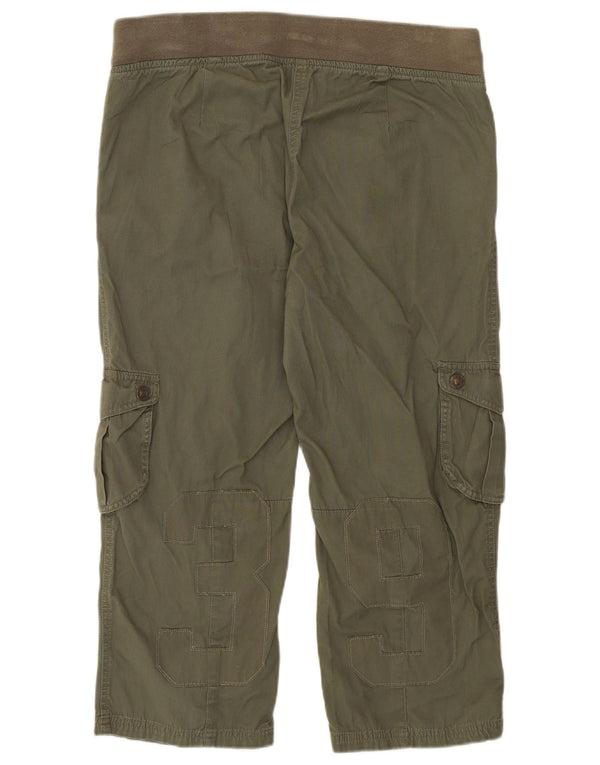 Benetton Pantalon Capri Cargo Graphique Femme W36 L22 Kaki