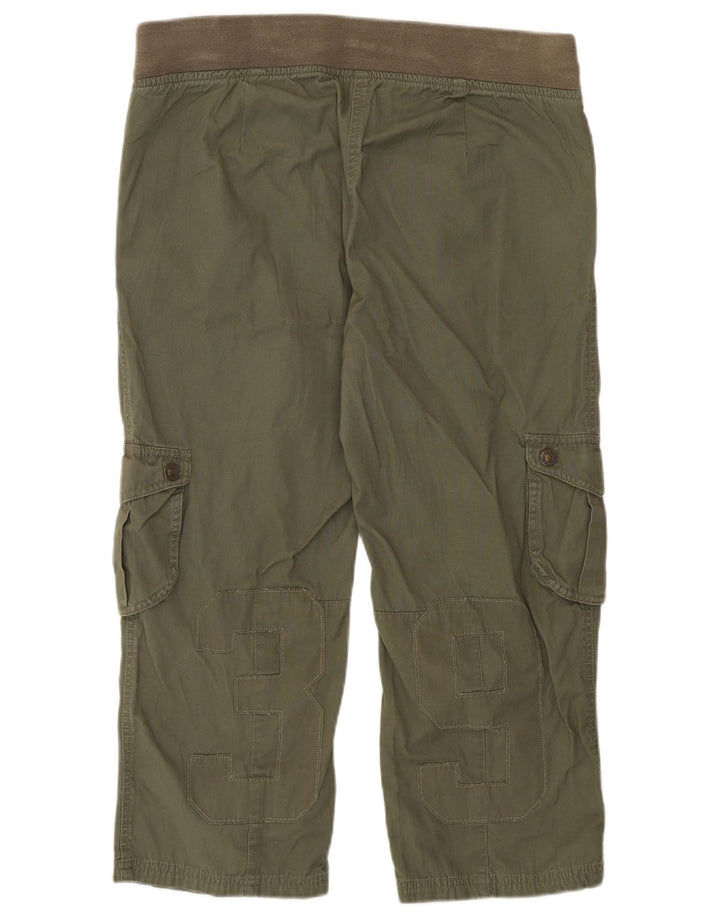 Benetton Pantalon Capri Cargo Graphique Femme W36 L22 Kaki