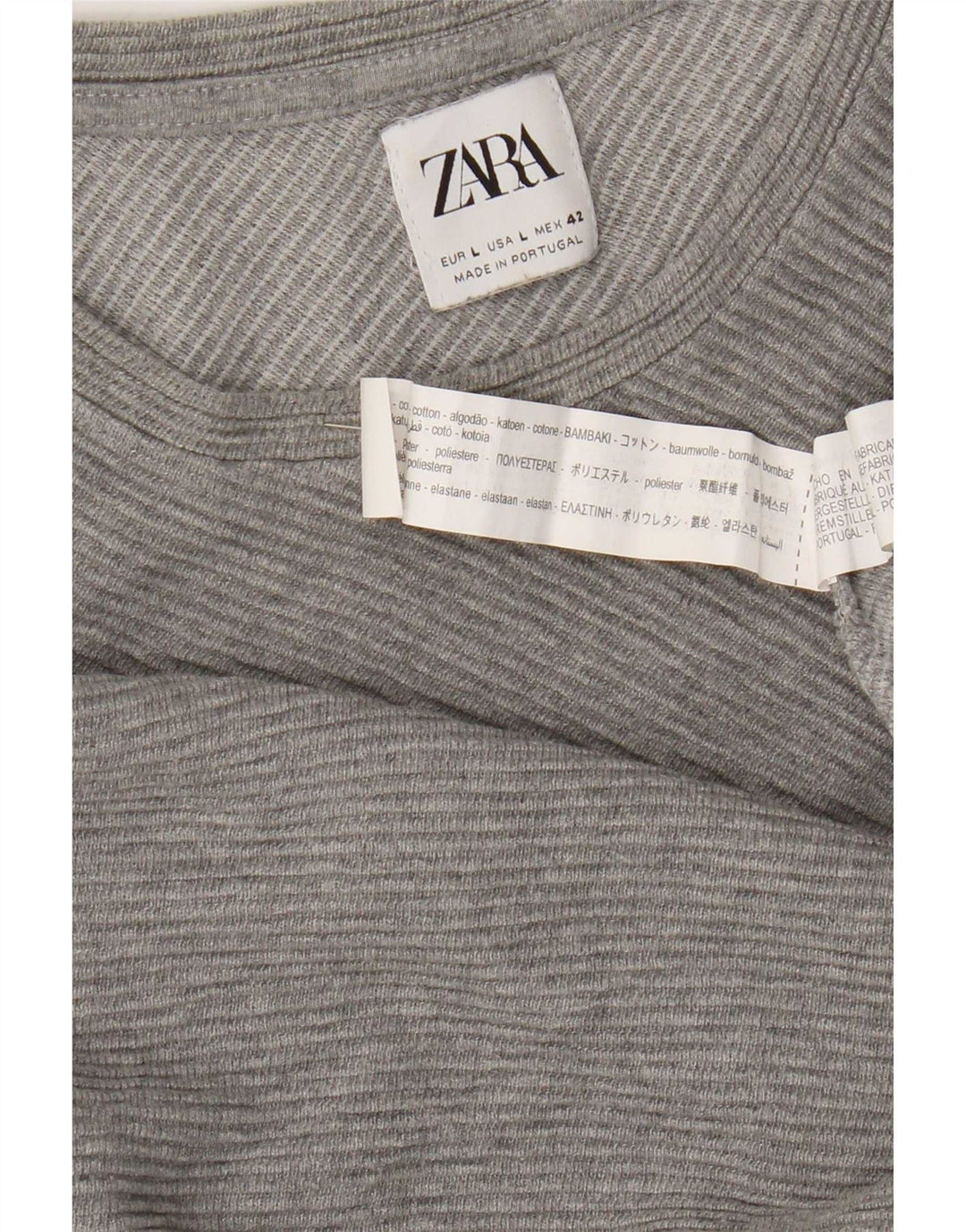 Zara Homme Top Manches Longues Large Gris Coton