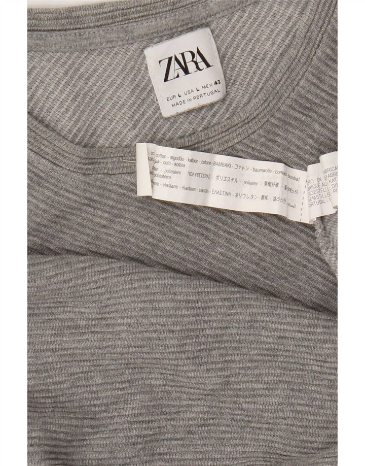Zara Homme Top Manches Longues Large Gris Coton