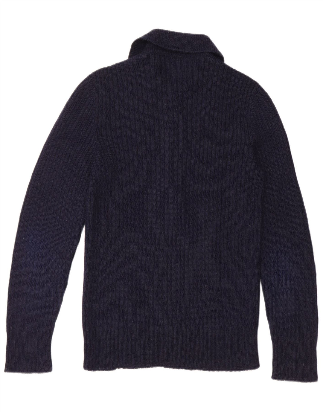 vintage Homme Polo Neck Jumper Pull Petit Bleu Marine
