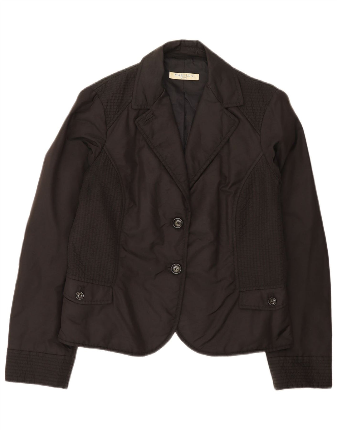 Marella Veste blazer rembourrée à 2 boutons pour femme UK 14 Large Noir Polyamide