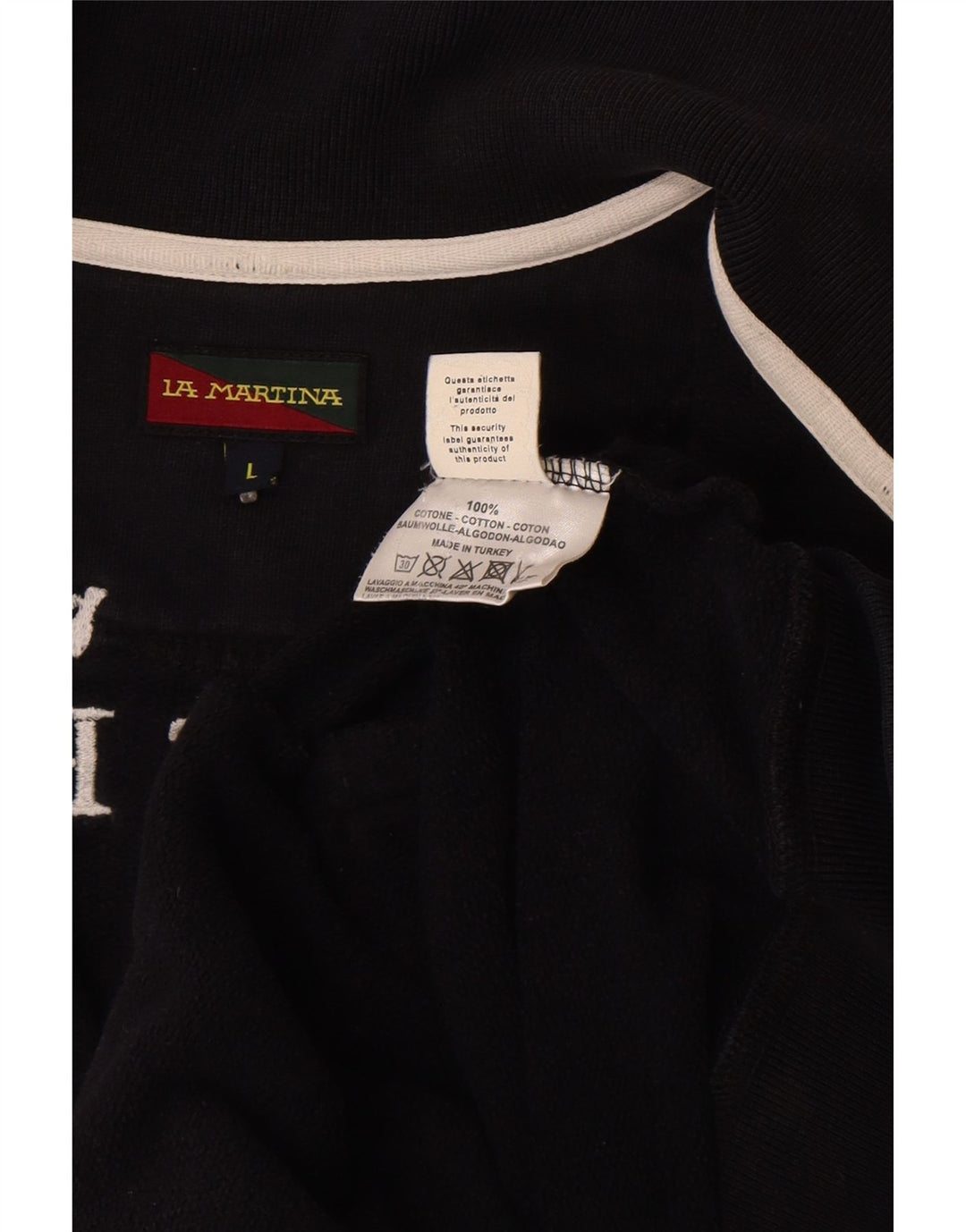 La Martina Veste de survêtement graphique pour homme en coton noir Taille L