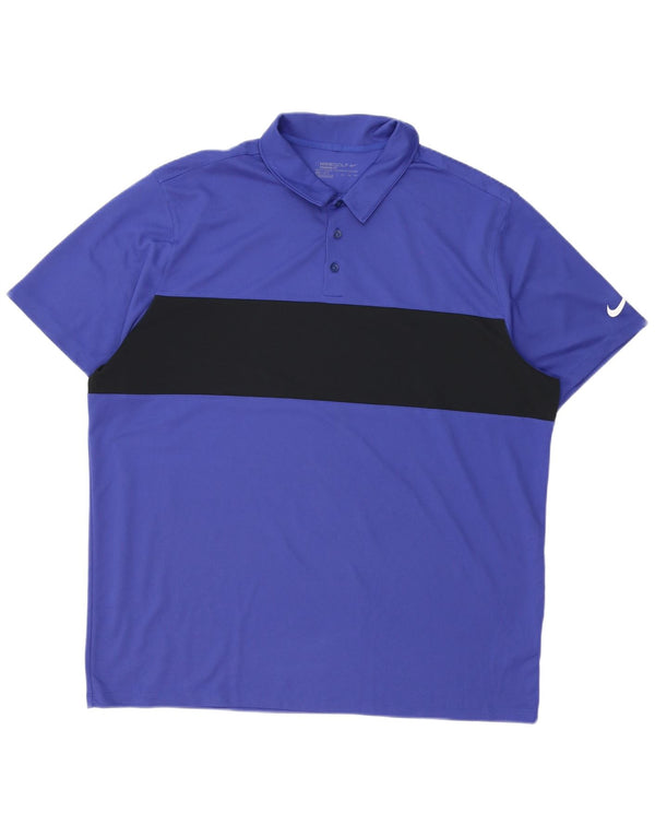 Nike Polo Dri Fit Standard pour homme 2XL Violet Colorblock Polyester