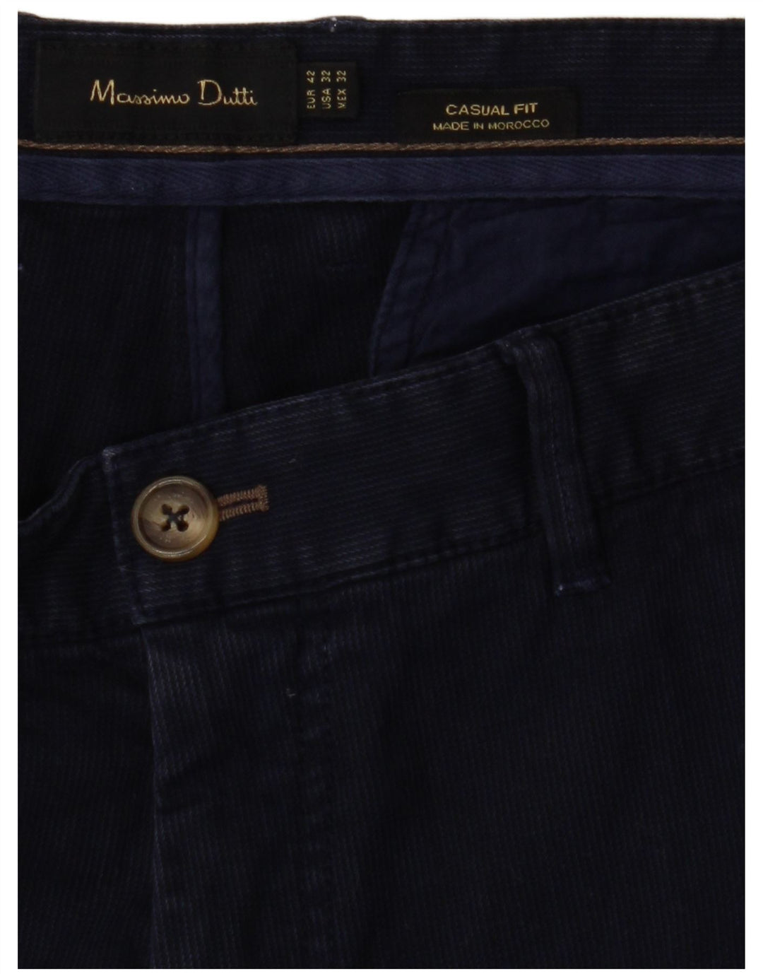 MASSIMO DUTTI Pantalon chino coupe décontractée pour homme EU 42 Large W32 L32 Bleu marine