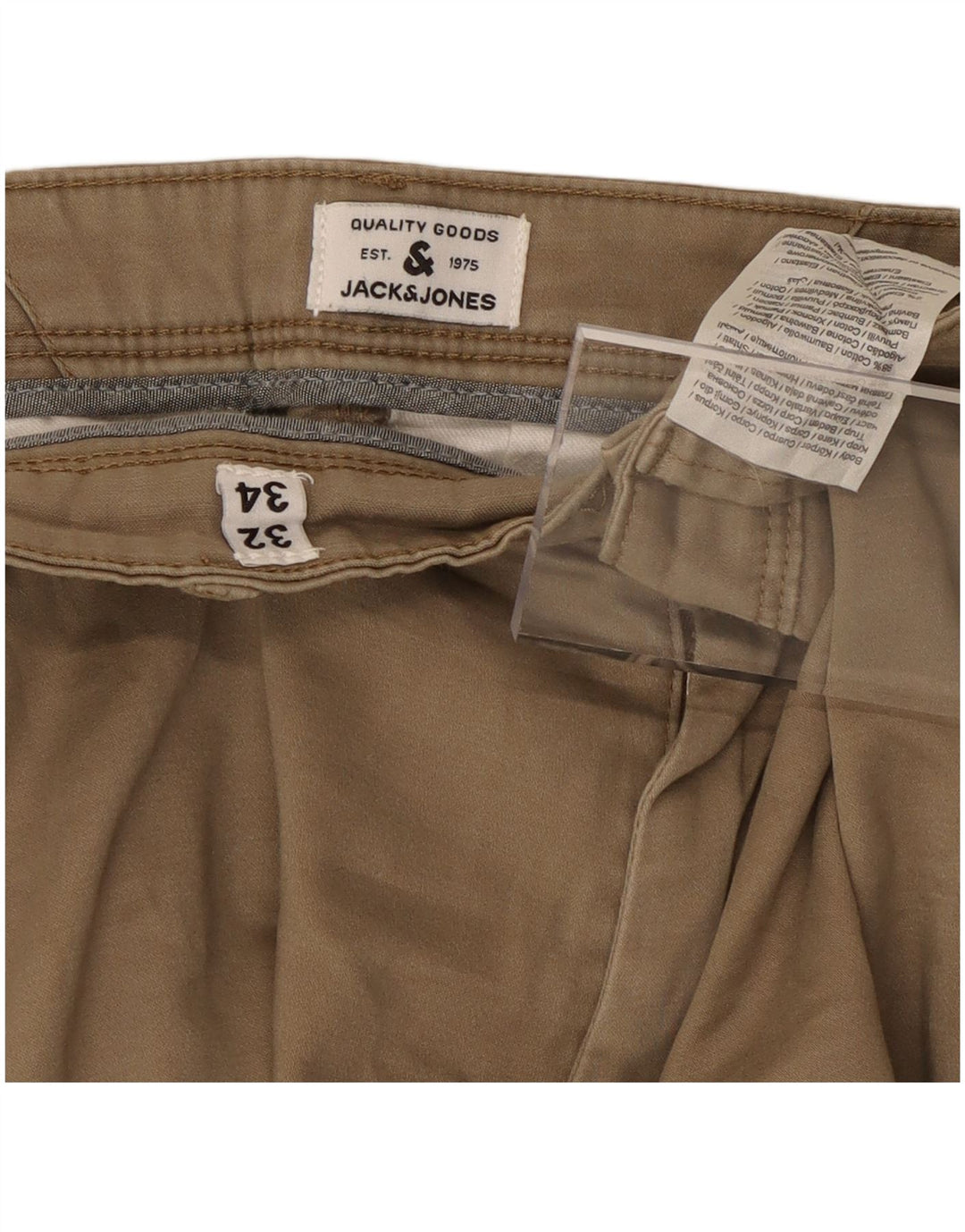 JACK & JONES Pantalon Chino Slim Homme W32 L32 Beige Coton