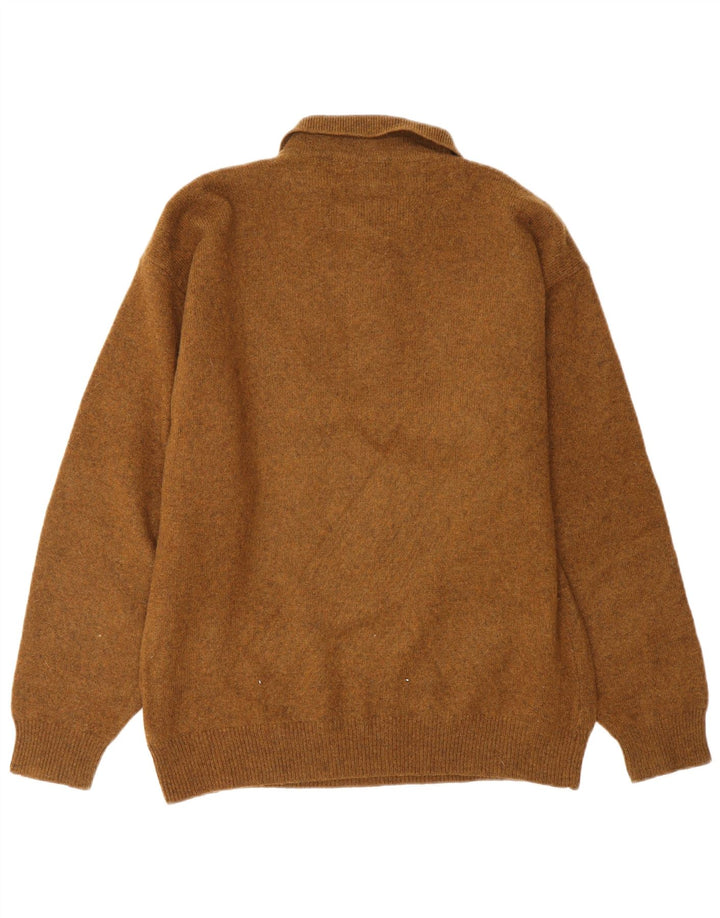 VINTAGE Pull col polo pour homme IT 48 Petit Marron Argyle/Diamant