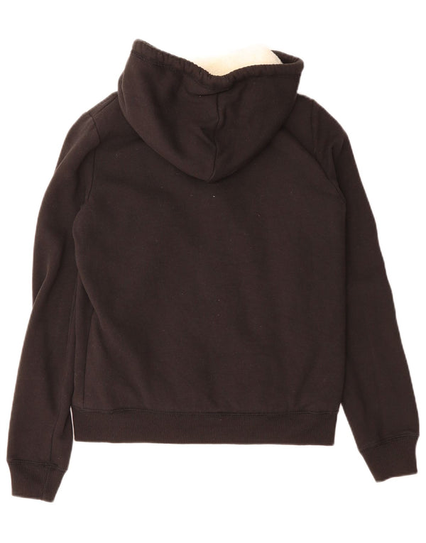 Hollister Pull à capuche zippé graphique Sherpa pour femme UK 6 XS Coton noir