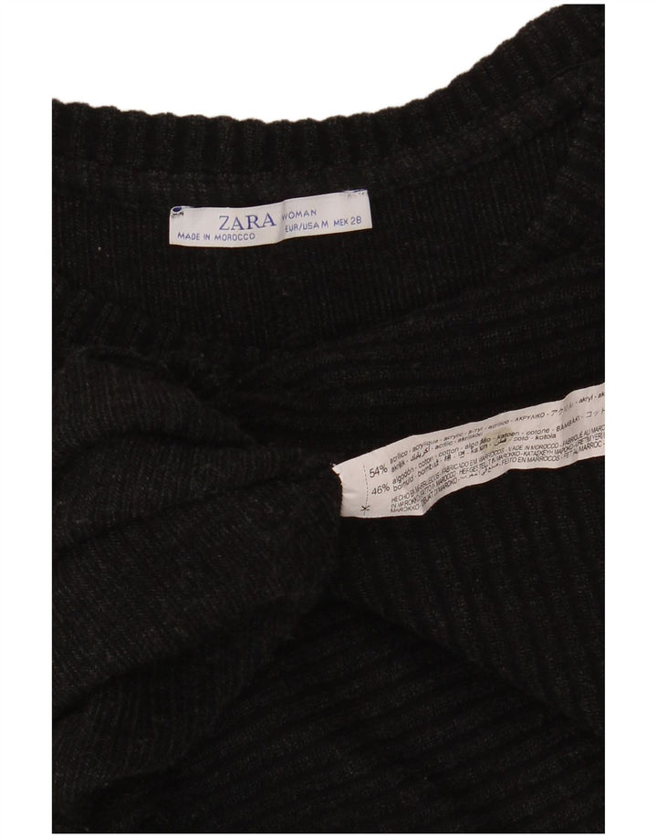Zara Pull court surdimensionné à col bateau pour femme UK 14 Gris moyen