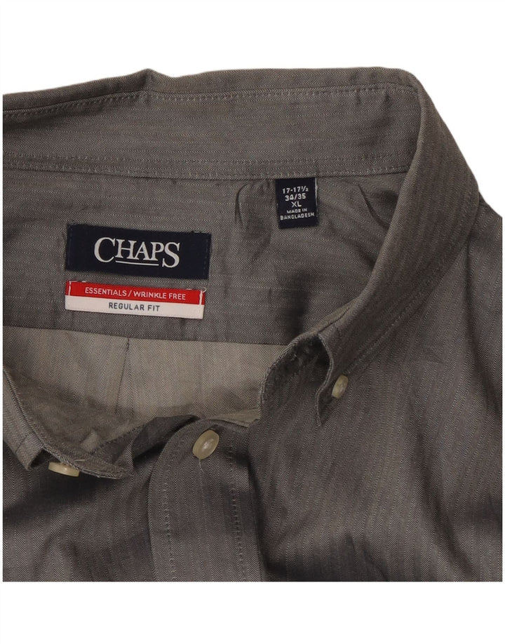 CHAPS Chemise coupe régulière pour homme Taille 17 1/2 XL Coton à chevrons gris