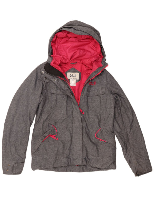 Jack Wolfskin Veste coupe-vent à capuche pour femme UK 10 Small Gris Polyester