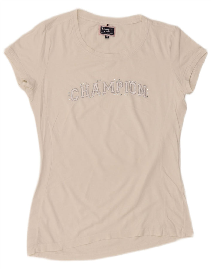 Champion T-shirt graphique pour femme UK 12 Blanc moyen