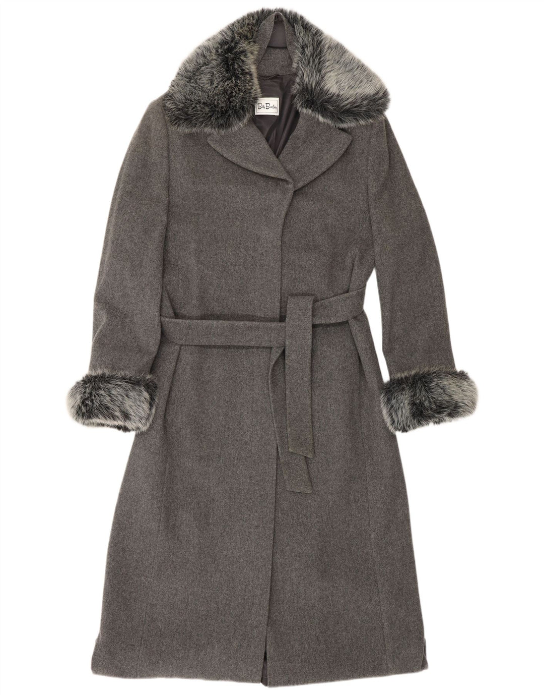 BETTY BARCLAY Manteau femme UK 16 Grande laine vierge grise