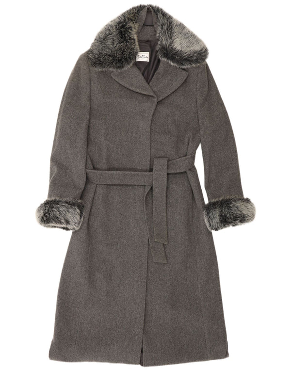 BETTY BARCLAY Manteau femme UK 16 Grande laine vierge grise
