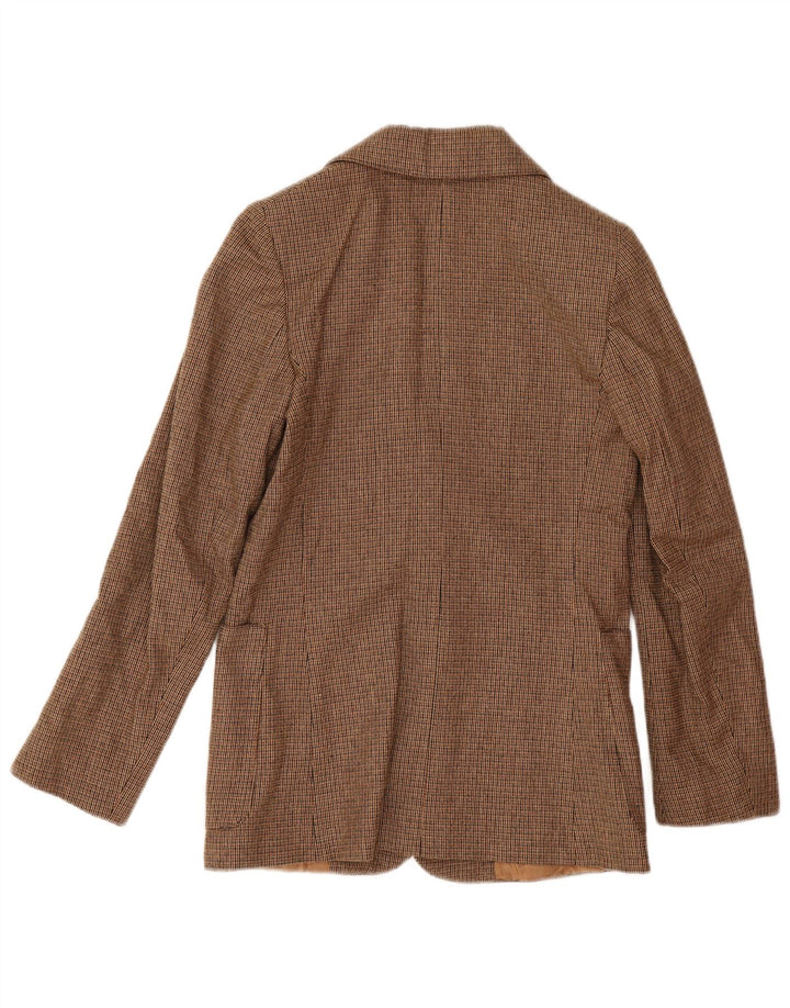 vintage Femme 2 Bouton Blazer Veste IT 42 Pied-de-poule Brun Moyen