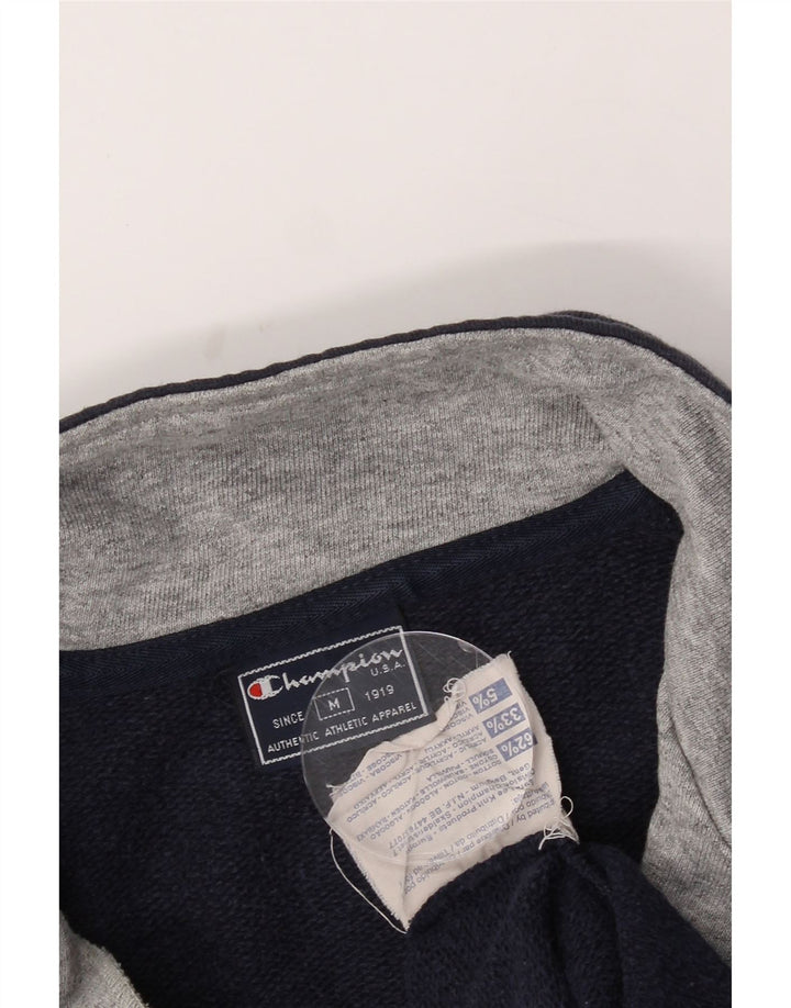 CHAMPION Mens Zip Neck Sweatshirt Jumper Medium Navy Blue Colourblock Vintage Champion and Second-Hand Champion from Messina Hembry 