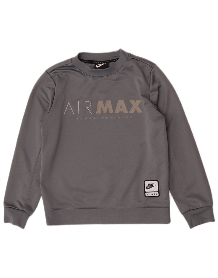 Nike Garçons Graphic Sweatshirt Jumper 8-9 ans Petit Gris Polyester