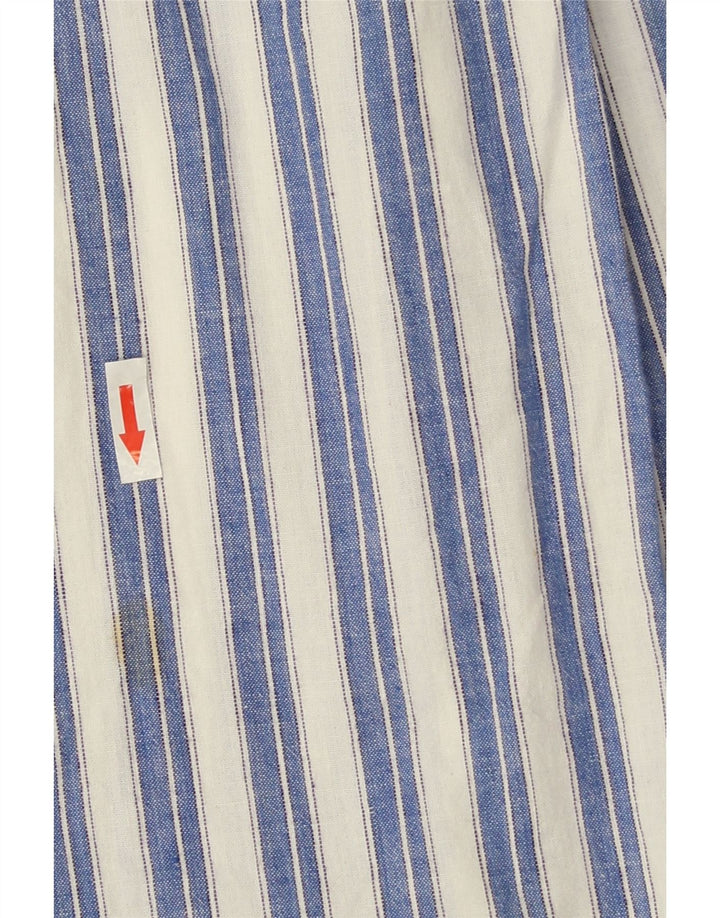 Chemise Homme Vintage XL Coton Rayé Bleu