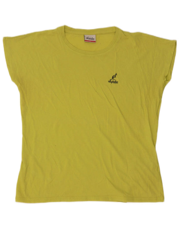 AUSTRALIAN L'ALPINA T-Shirt Femme UK 16 Large Jaune