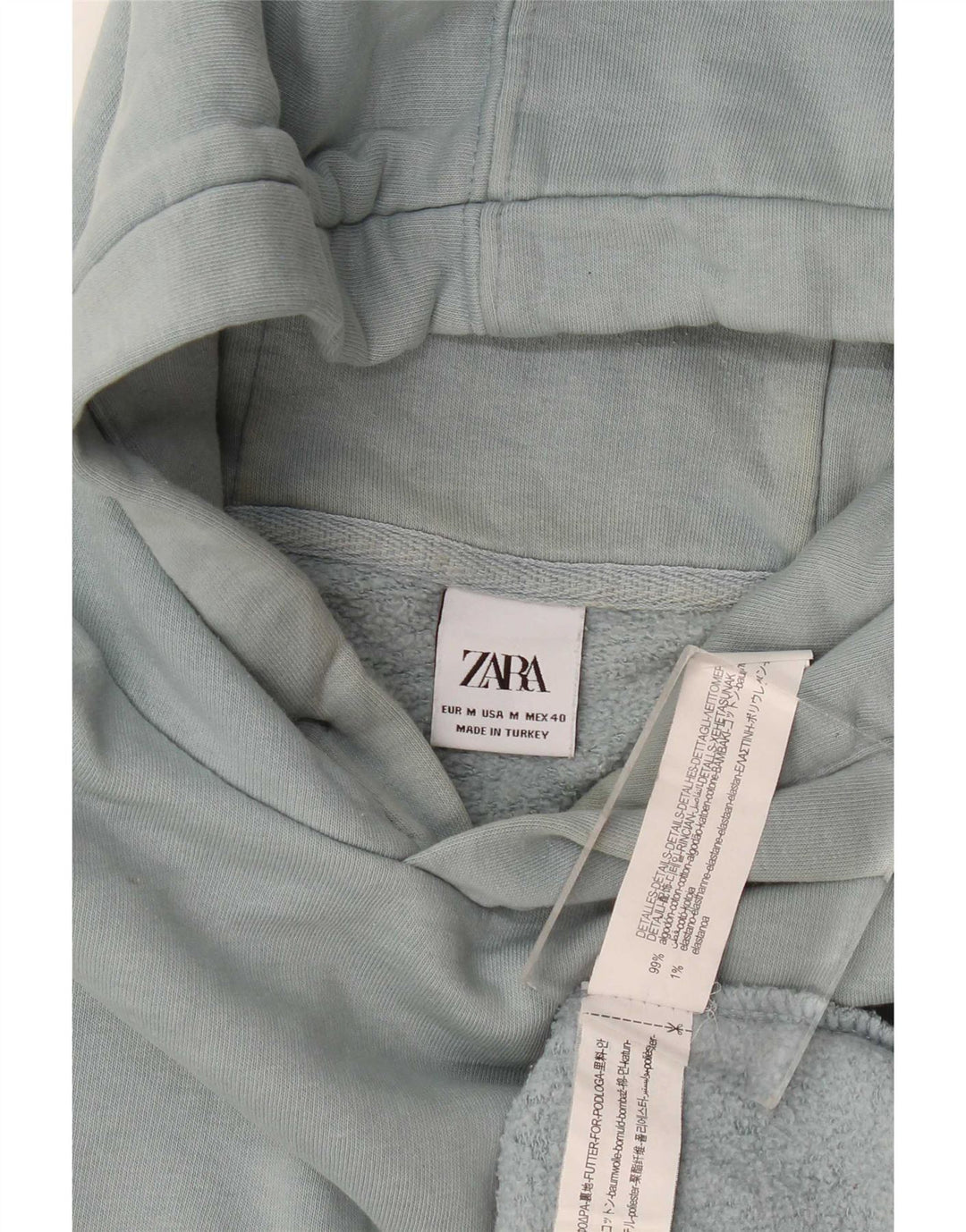 Zara Pull À Capuche Homme Bleu Moyen Coton