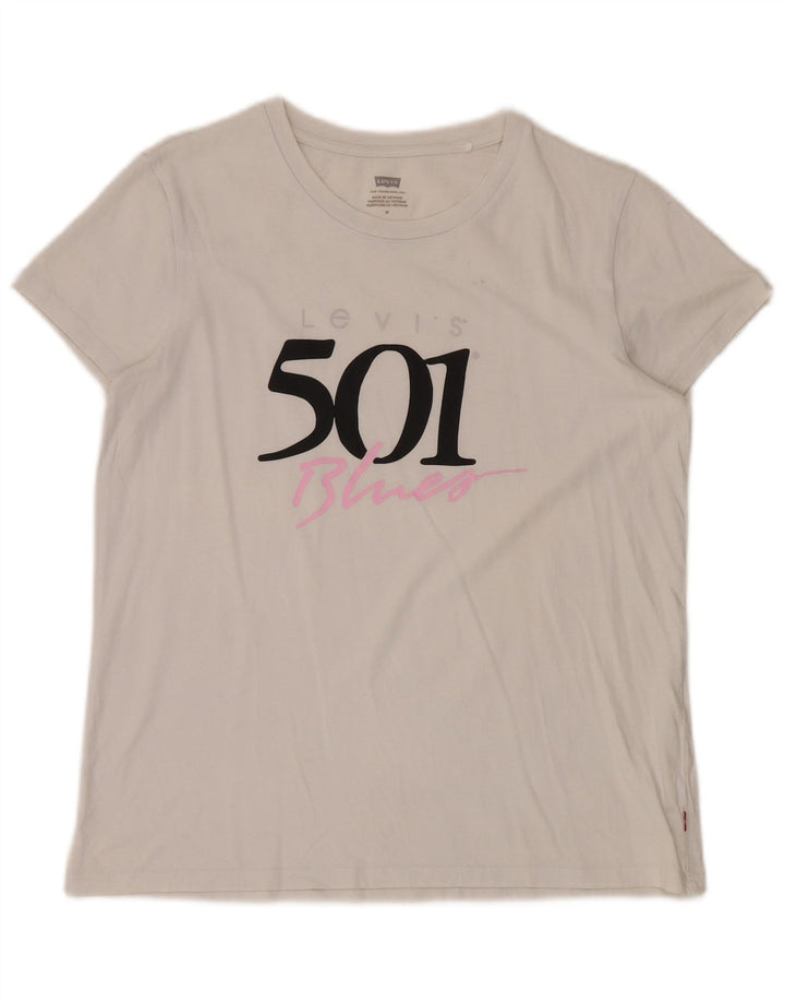LEVI'S T-shirt graphique pour femme UK 14 Blanc moyen