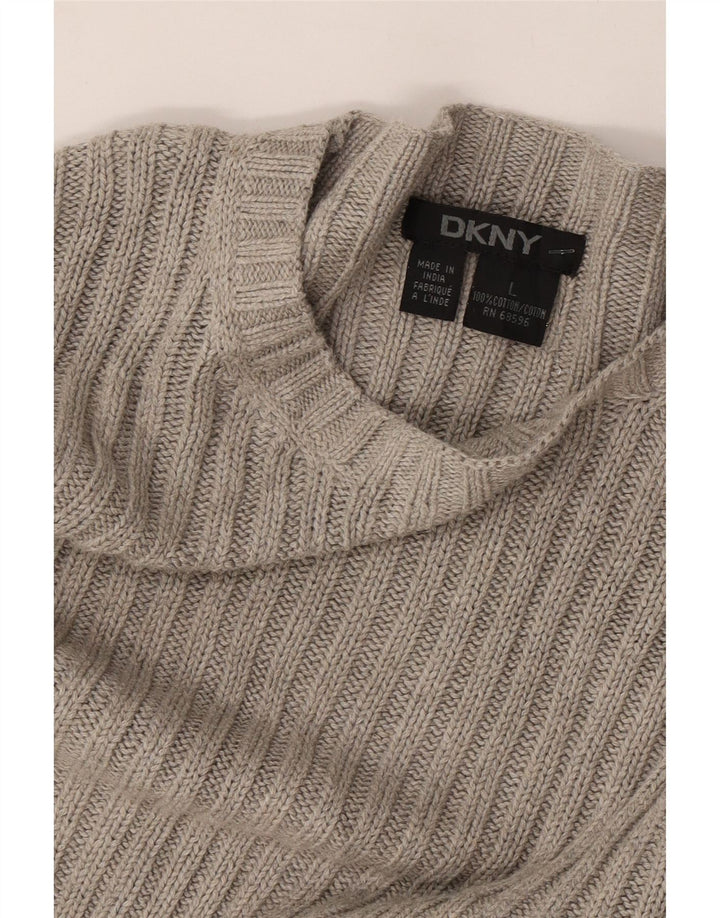 DKNY Pull col bateau pour femme UK 16 Large Gris Coton