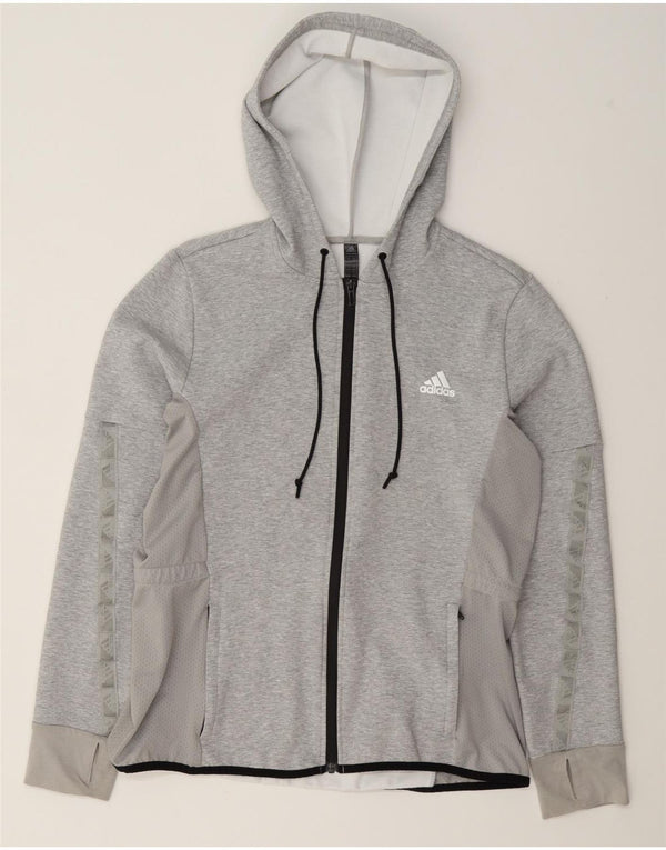 Adidas Pull à capuche zippé pour femme UK 16/18 Grand coton gris